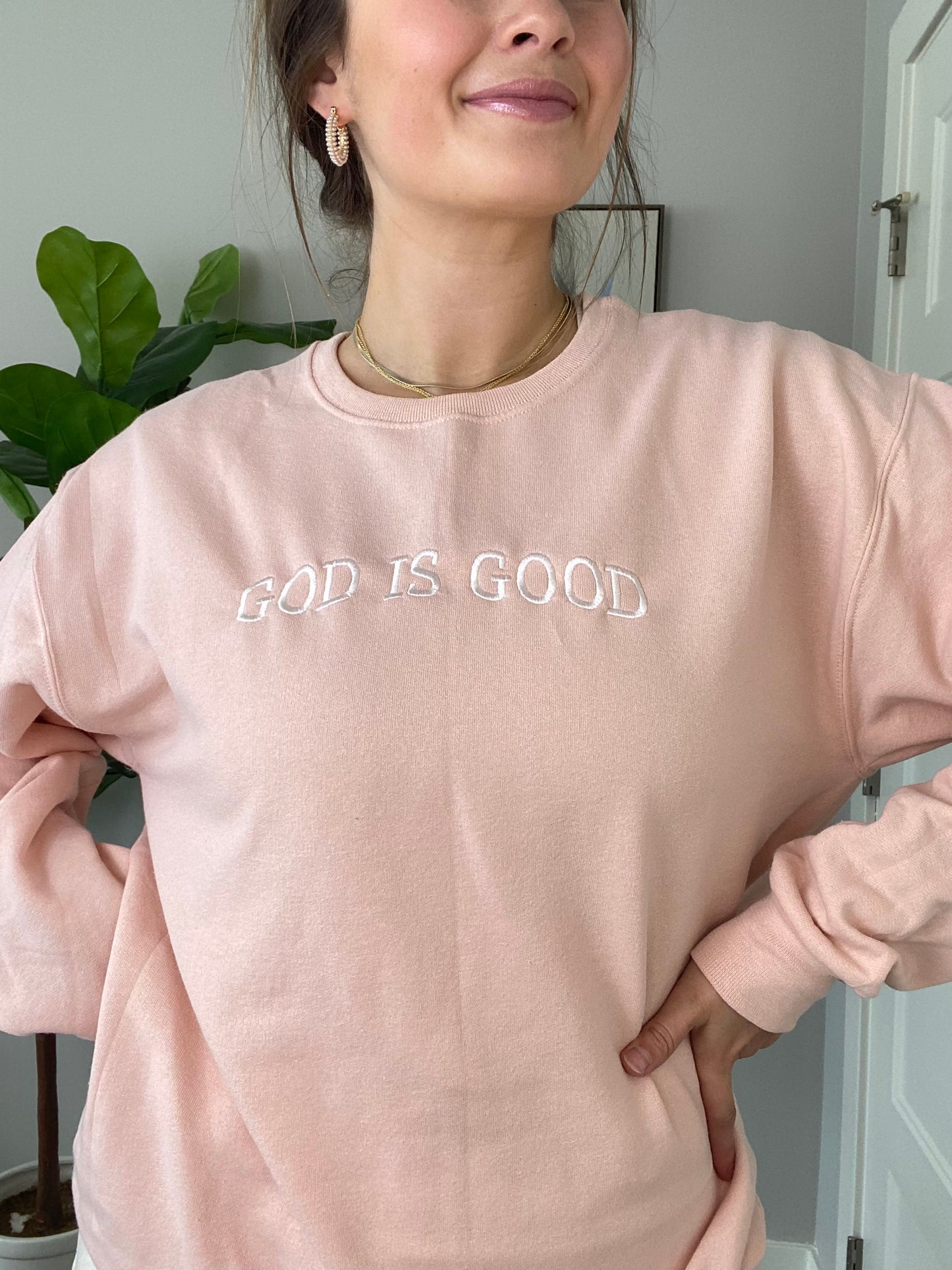God is God Crewneck in Dusty Pink