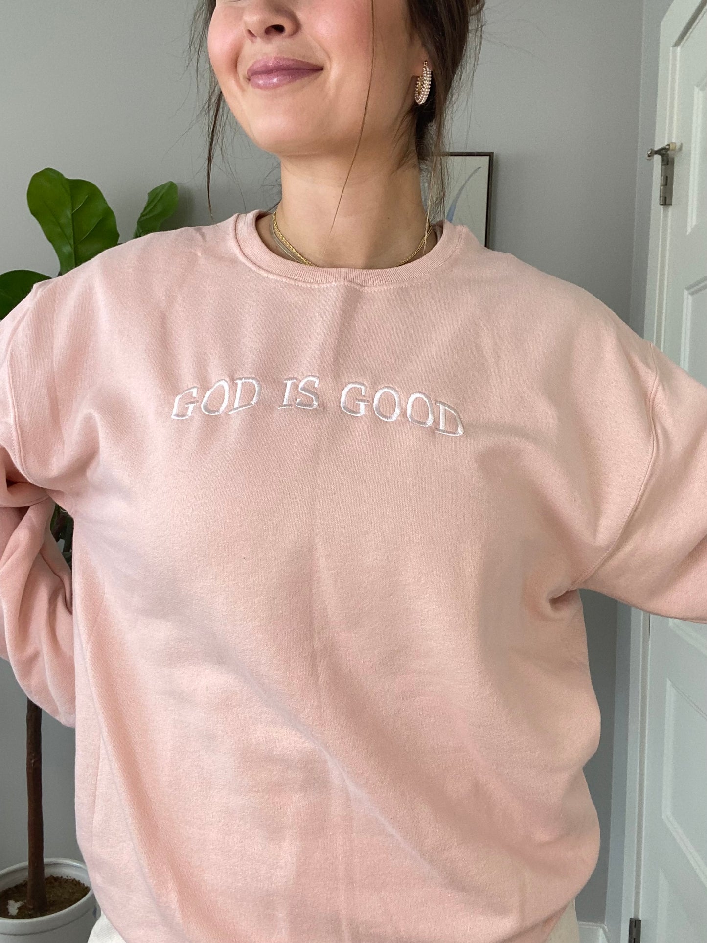 God is God Crewneck in Dusty Pink