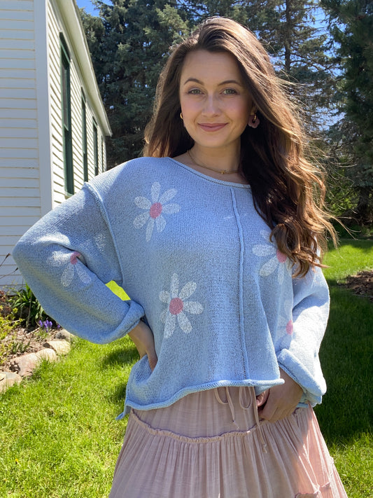 Blue Daisy Sweater
